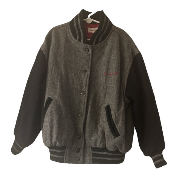 American Girl Other - Vintage American Girl Gray and Black Bomber Varsity Wool Blend Jacket Small